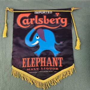 Carlsberg Elephant Malt Liquor Beer Banner Carling National Brewery Sign 1960s